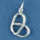 Pretzel 3D Food Sterling Silver Charm Pendant use on a Charm Bracelet