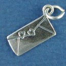 Love Letter Small Envelope with Hearts 3D Sterling Silver Charm Pendant