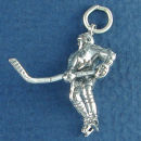 Hockey Player Sports Sterling Silver Charm Pendant