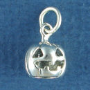 Halloween Jack O Lantern Pumpkin Sterling Silver Charm Pendant