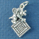 Quilting Bee with Quilt Sterling Silver Hobby Charm Pendant