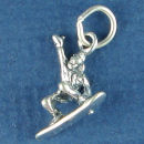 Snowboarder 3D Sports Sterling Silver Charm for Bracelet or Necklace