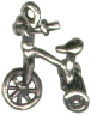 Tricycle, 3D Sterling Silver Charm