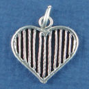 Heart with Vertical Line Patern 3D Sterling Silver Charm Pendant