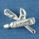 Tooth Paste and Tooth Brush Dental Occupation 3D Sterling Silver Charm