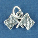 Racing Flags Sterling Silver Charm Pendant