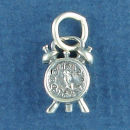 Clock, Alarm Style 3D Sterling Silver Charm Pendant