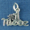 #1 Niece Word Sterling Silver Charm Pendant