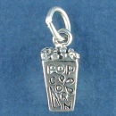 Popcorn Box, Food 3D Sterling Silver Charm Pendant Charm Bracelet Size
