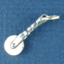 Kitchen: Pizza Cutter 3D Cooking Sterling Silver Charm Pendant
