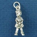 Toddler Girl Holding a Teddy Bear 3D Sterling Silver Charm Pendant