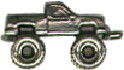 Car: Wide-wheeled pickup truck-3D Sterling Silver Charm