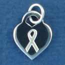 Awareness Ribbon Engraved on Sterling Silver Heart Charm Pendant Back Side can be Personalized
