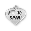Heart with Word Phrase I "Cutout Heart " to Spin! Sterling Silver Charm Pendant
