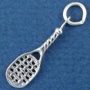 Raquetball Racket 3D Sports Sterling Silver Charm Pendant