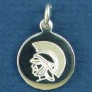 Spartan School Mascot Engraved on a 15-mm Sterling Silver Disk Charm Pendant Back Side can be Personalized