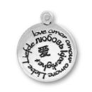 Love in Many Languages Word Phrase on Disk Charm Sterling Silver Pendant