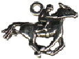 Horse and Jockey Racing 3D Sterling Silver Charm Pendant