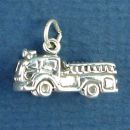 Occupation Fireman's Fire Engine 3D Sterling Silver Charm Pendant