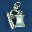 Ladies Perfume and Lipstick 3D Charm Sterling Silver Pendant