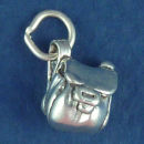 Hiker Backpack 3D Sterling Silver Charm Pendant