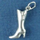 Ladies High Heel Boot 3D Sterling Silver Charm Pendant