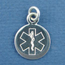 Medical Identification Round 18mm Sterling Silver Charm Engraved Jewelry