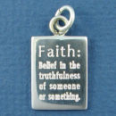 Affirmation Charm Faith Engravable Gift Sterling Silver Charm Pendant