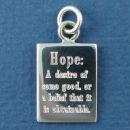 Affirmation Charm Hope Engravable Gift Sterling Silver Charm Pendant