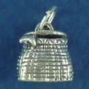 Fishing Creel Sterling Silver Charm Pendant