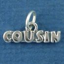 Cousin Family Word Phrase Sterling Silver Charm Pendant
