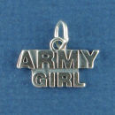 Military Army Girl Sterling Silver Charm Pendant