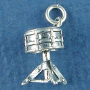 Music Drum on Stand Sterling Silver 3D Charm Pendant