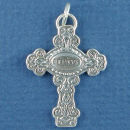 Christian Cross with Word Believe Sterling Silver Charm Pendant
