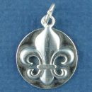 Fleur de Lis on Disk for Engraving  Sterling Silver Charm Pendant