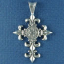 Fleur de Le Cross Design Sterling Silver Charm Pendant