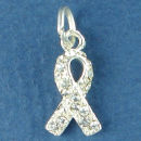 Awareness Ribbon with Clear Swarovski Sterling Silver Charm Pendant