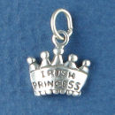 Crown with the Word Phrase Irish Princess Sterling Silver Charm Pendant