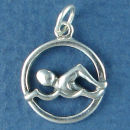 Swimming Charm and Diving Charm Sterling Silver Image
