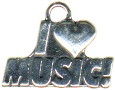 Music, I Love Sterling Silver Charm Pendant