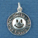 Affirmation Charm Smile Jesus Loves You Sterling Silver Charm Pendant
