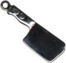 Kitchen: Meat Cleaver 3D Sterling Silver Charm Pendant