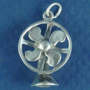 Classic Oscillating Fan 3D Sterling Silver Charm Pendant