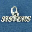 Sisters Sterling Silver Word Phase Family Charm Pendant