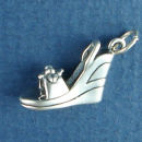 Ladies Wedge Shoe with Flower Design 3D Sterling Silver Charm Pendant
