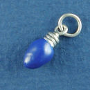 Christmas Lightbulb with Blue Enamel 3D Sterling Silver Charm Pendant