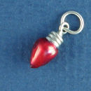 Christmas Lightbulb with Red Enamel Sterling Silver Charm Pendant