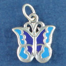 Butterfly with Purple and Turquise Enamel 3D Sterling Silver Charm Pendant
