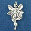 Fairy Standing with Wings Open Sterling Silver Charm Pendant