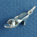 Ladies Shoe Crossed Strapped Toe Pump 3D Sterling Silver Charm Pendant